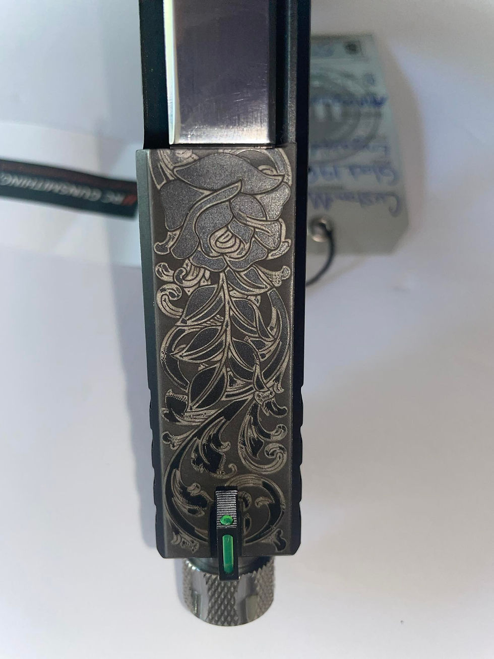 Thumbnail: Glock 19 Gen 3 Clone with ENGRAVED slide (roses and skulls) 9MM OD Green CUSTOM