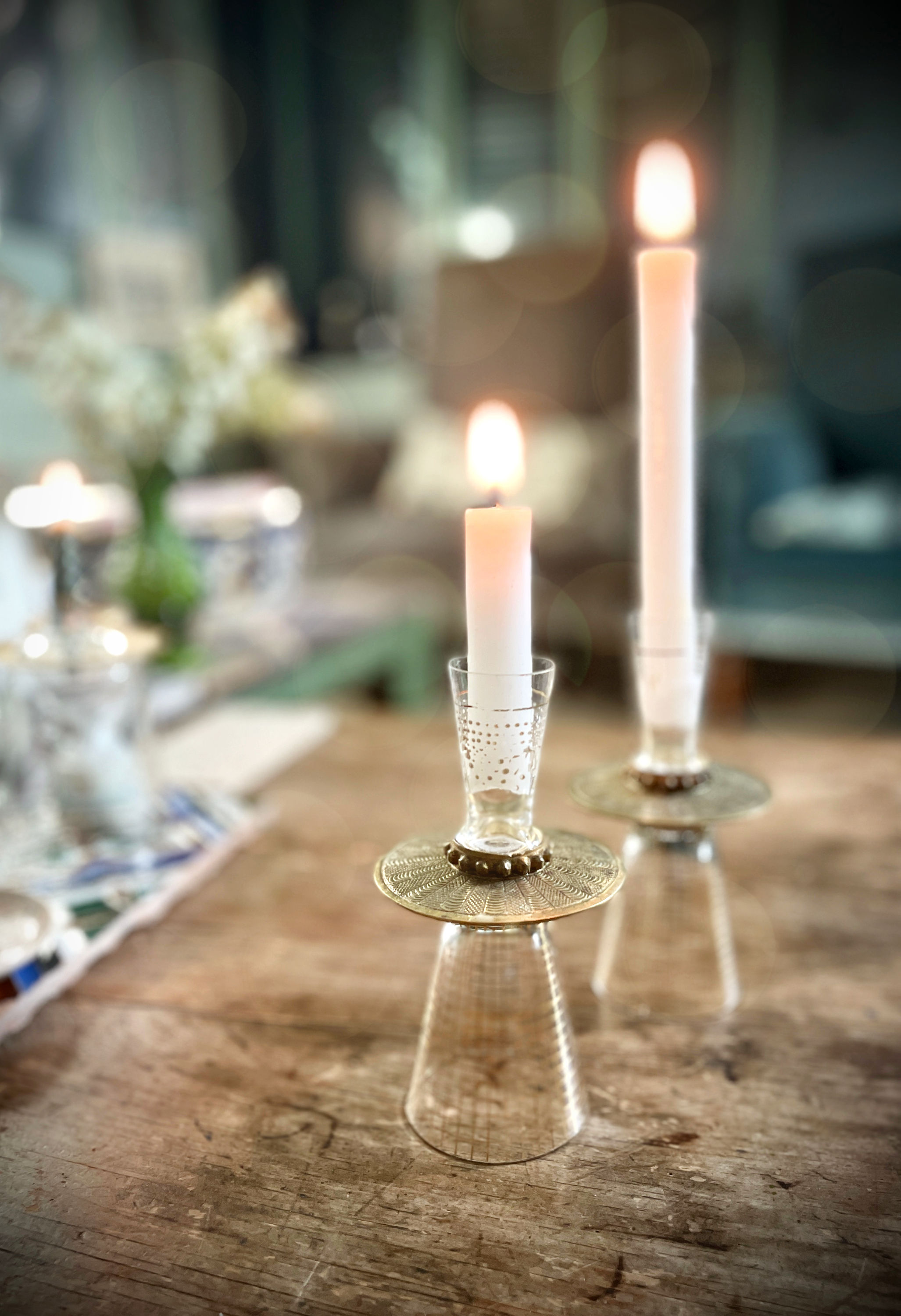 Bougeoirs verre & laiton