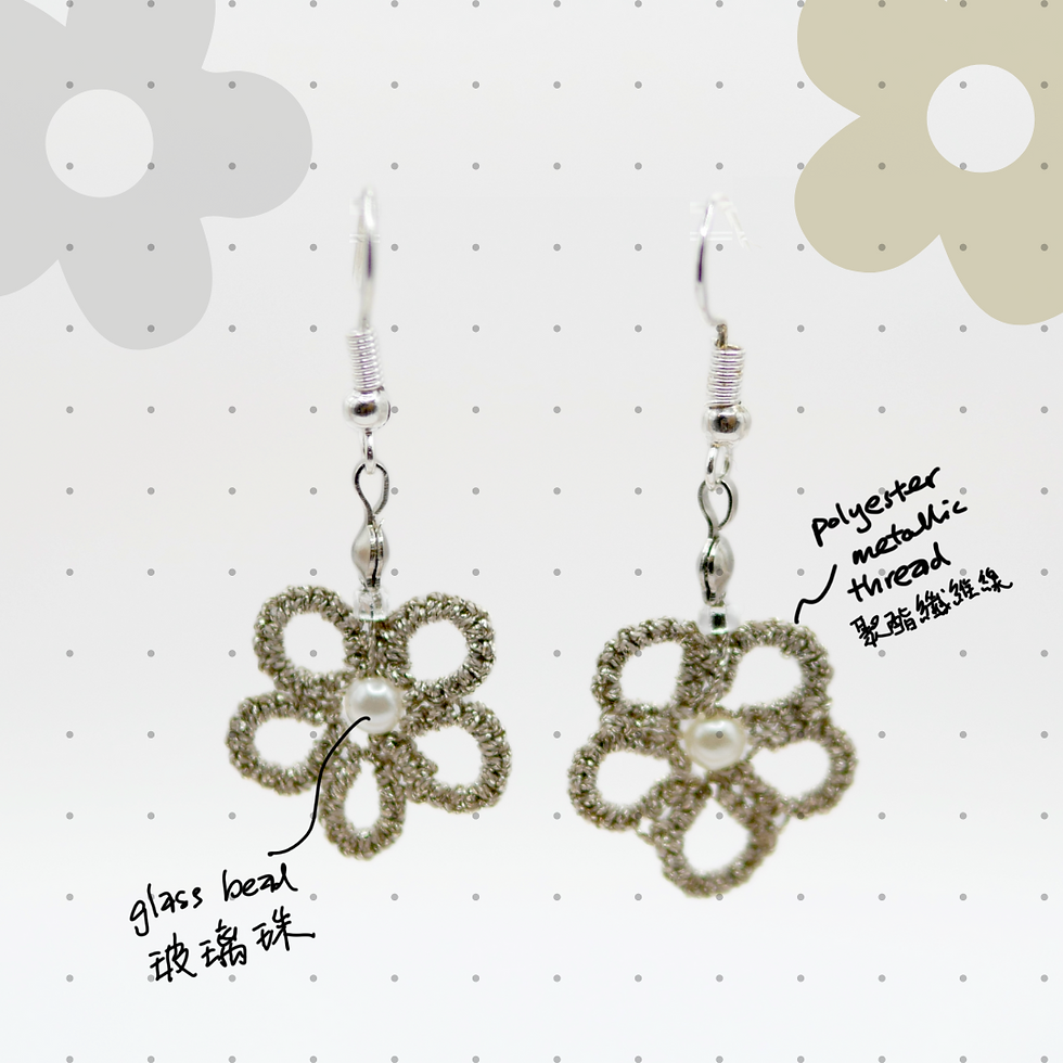 Thumbnail: Earrings - Tatting Flowers (Glass Bead)