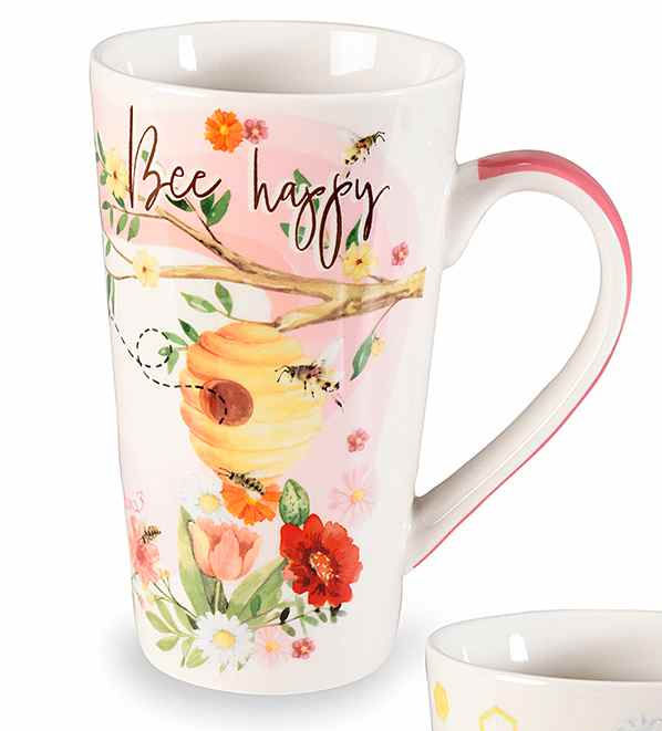 Mug “Bee Happy” 500 ml – Douceur florale et esprit nature
