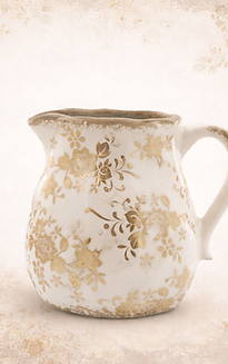 🌿 Pichet fleuri doré – Élégance vintage