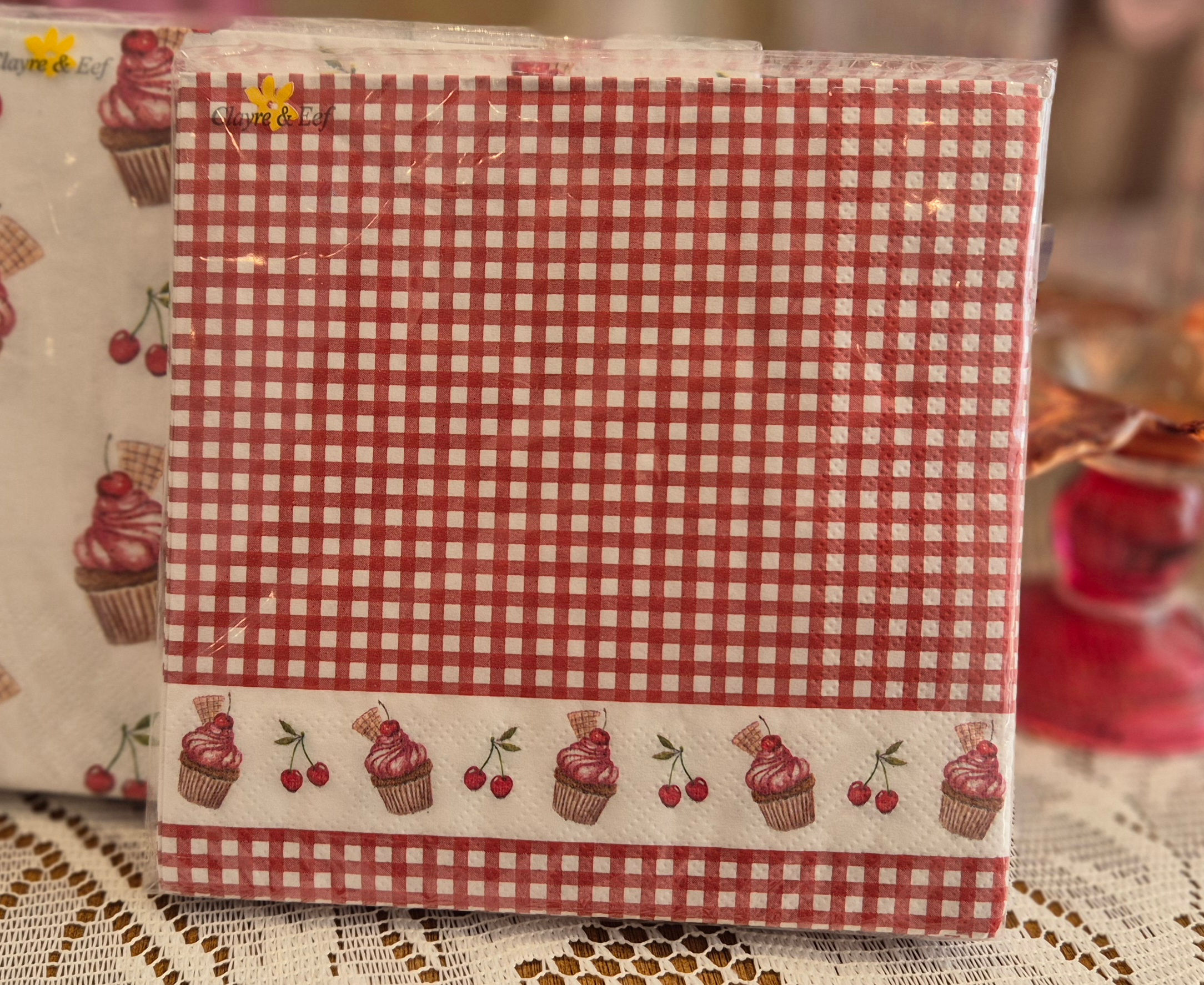 Serviettes en Papier Vichy & Cupcakes
