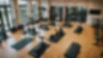 High angle view of a cozy fitness studio