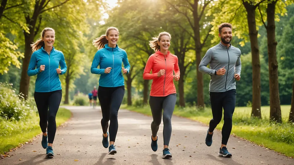 Image of happy individuals engaging in physical activity as part of their health journey