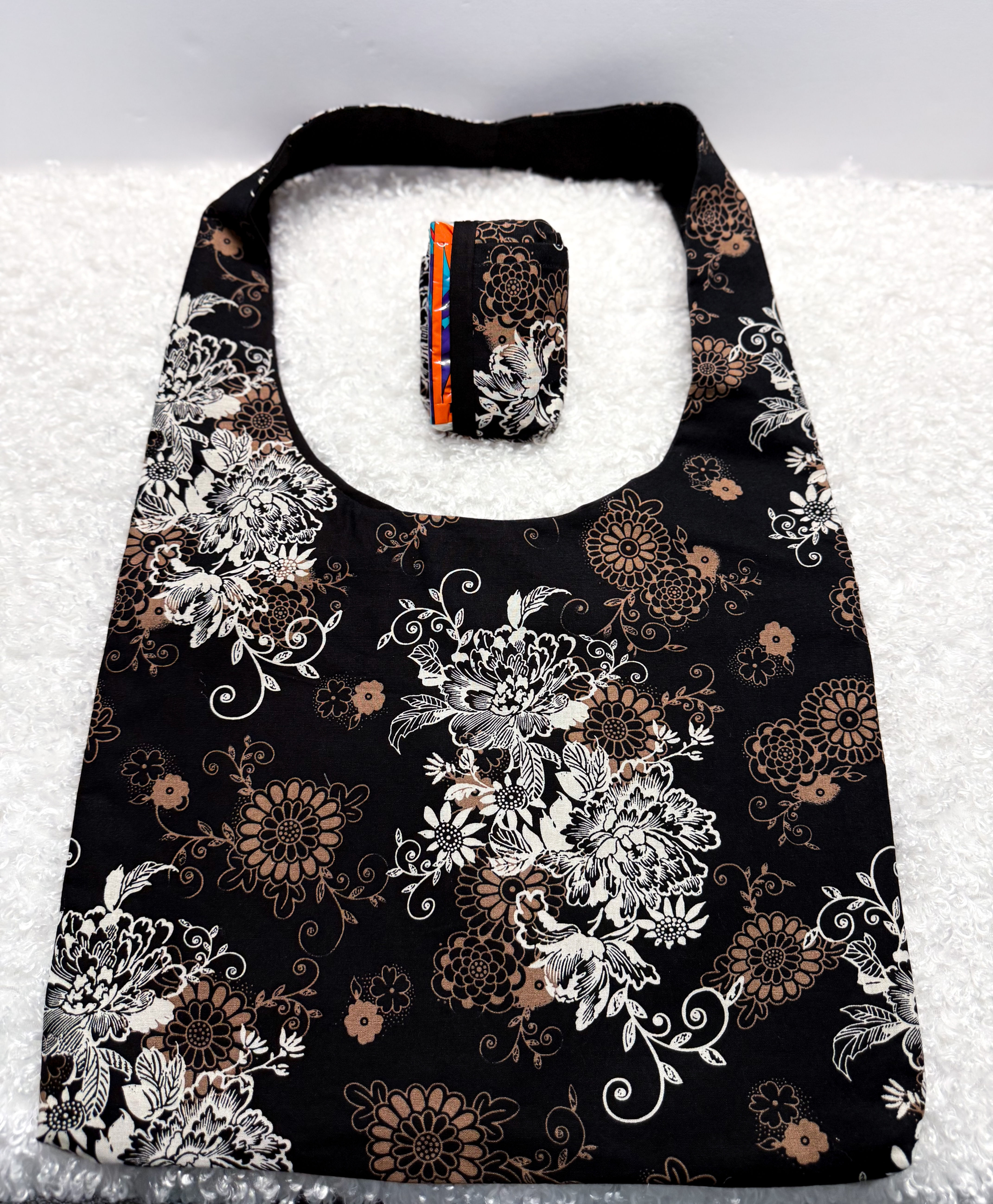 Black Floral Handbag Set