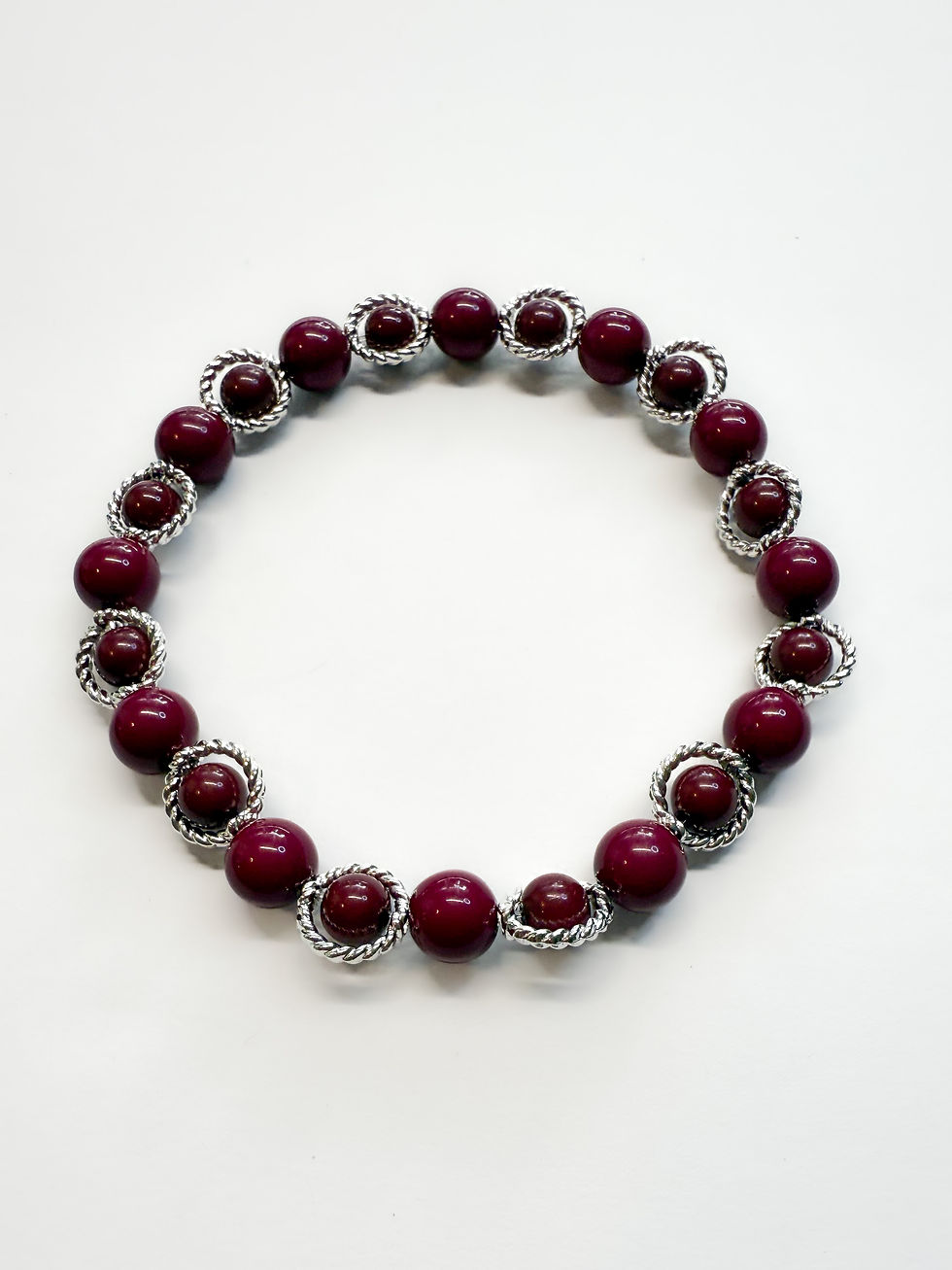 Burgundy and Silver loop Bracelet