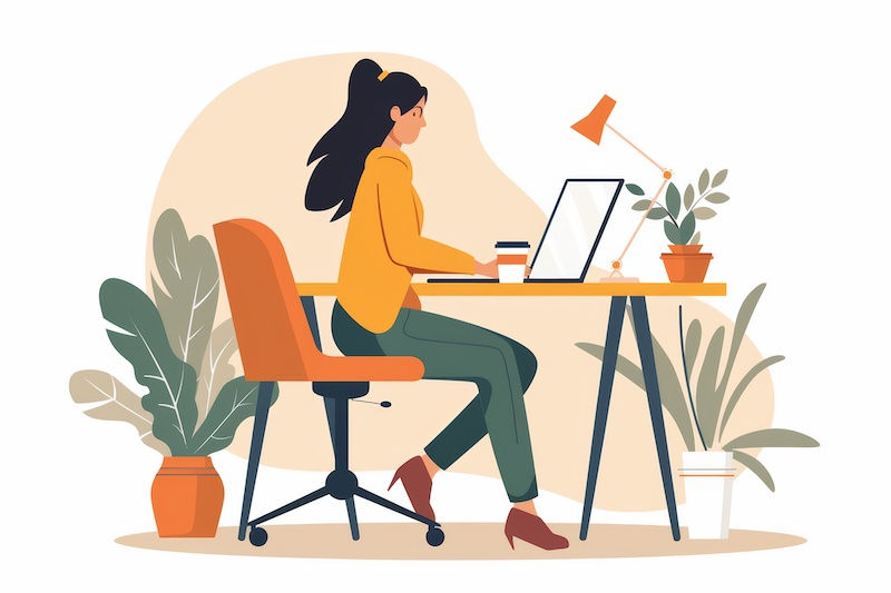 female remote work computer Meridian