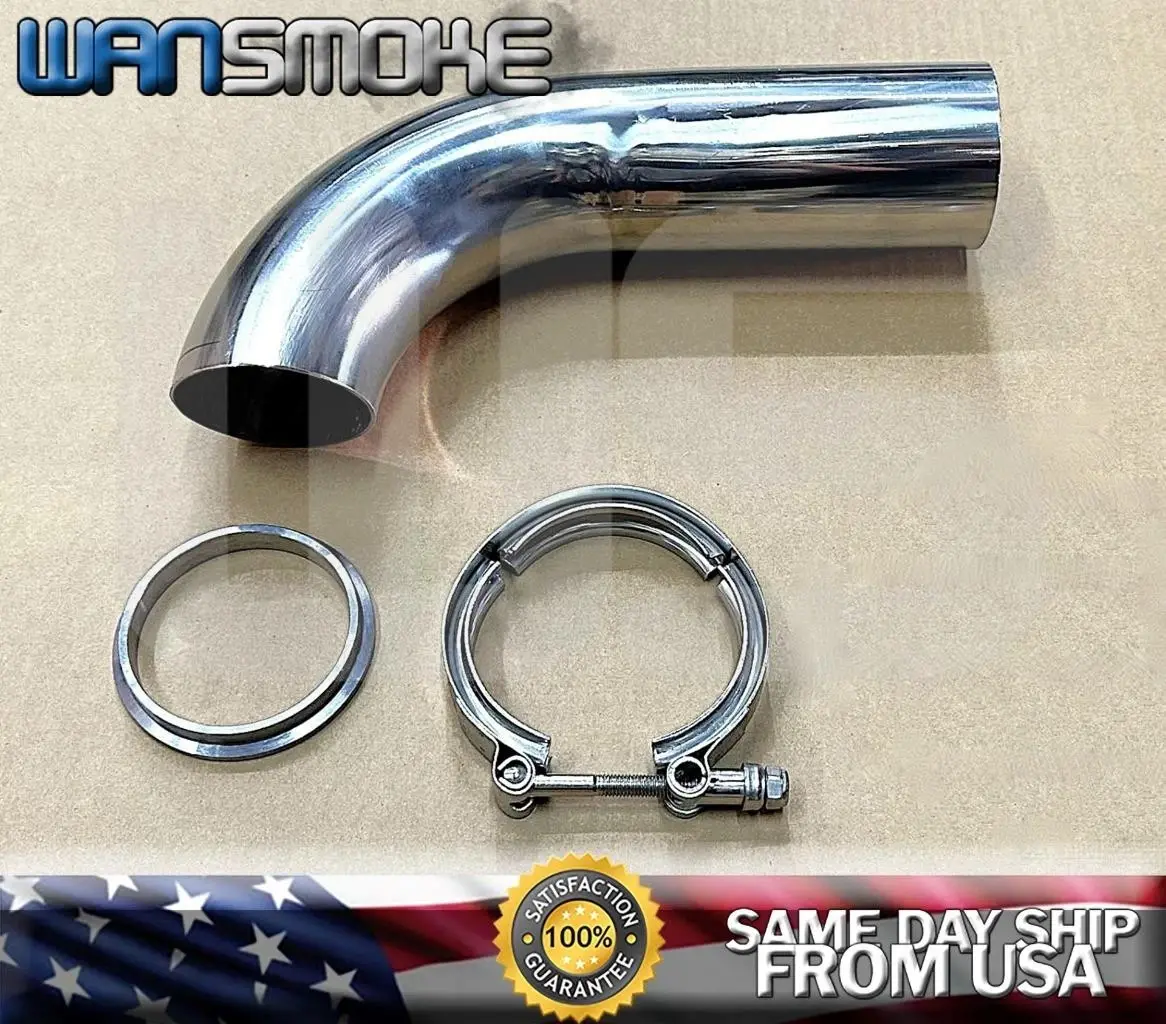 Stainless 2.5" V-Band Elbow Down Exhaust Tube Flamp for Garrett Turbo netics