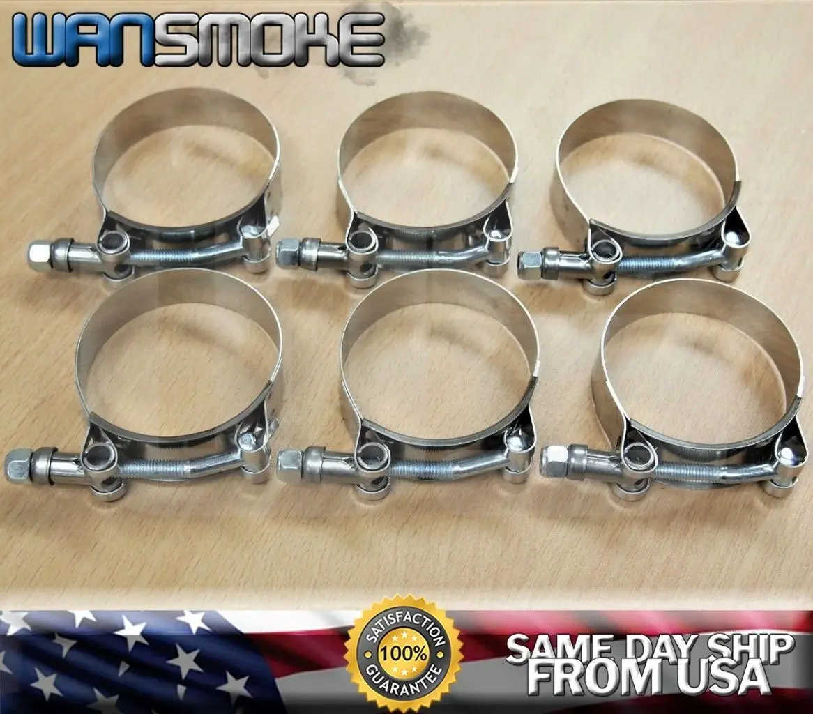 6x 1.75 inch - 1.5" T Bolt Clamp Stainless Steel Intake Turbo Hose Tubing 44mm