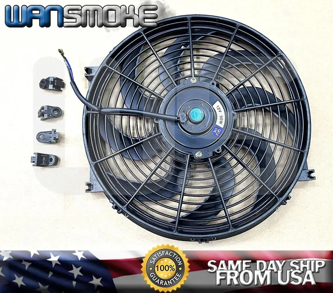 14" Universal Skewed Tornado Slim Fan for Radiator Intercooler Oil Cooling Turbo