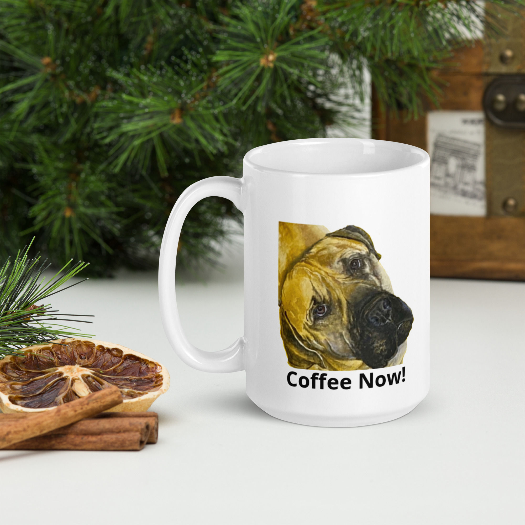 Coffee Now! For Dog Lovers -White mug 15 oz
