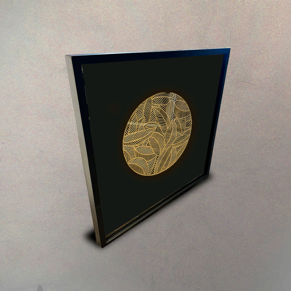 Cuadro Box Hojas Circular 3D
