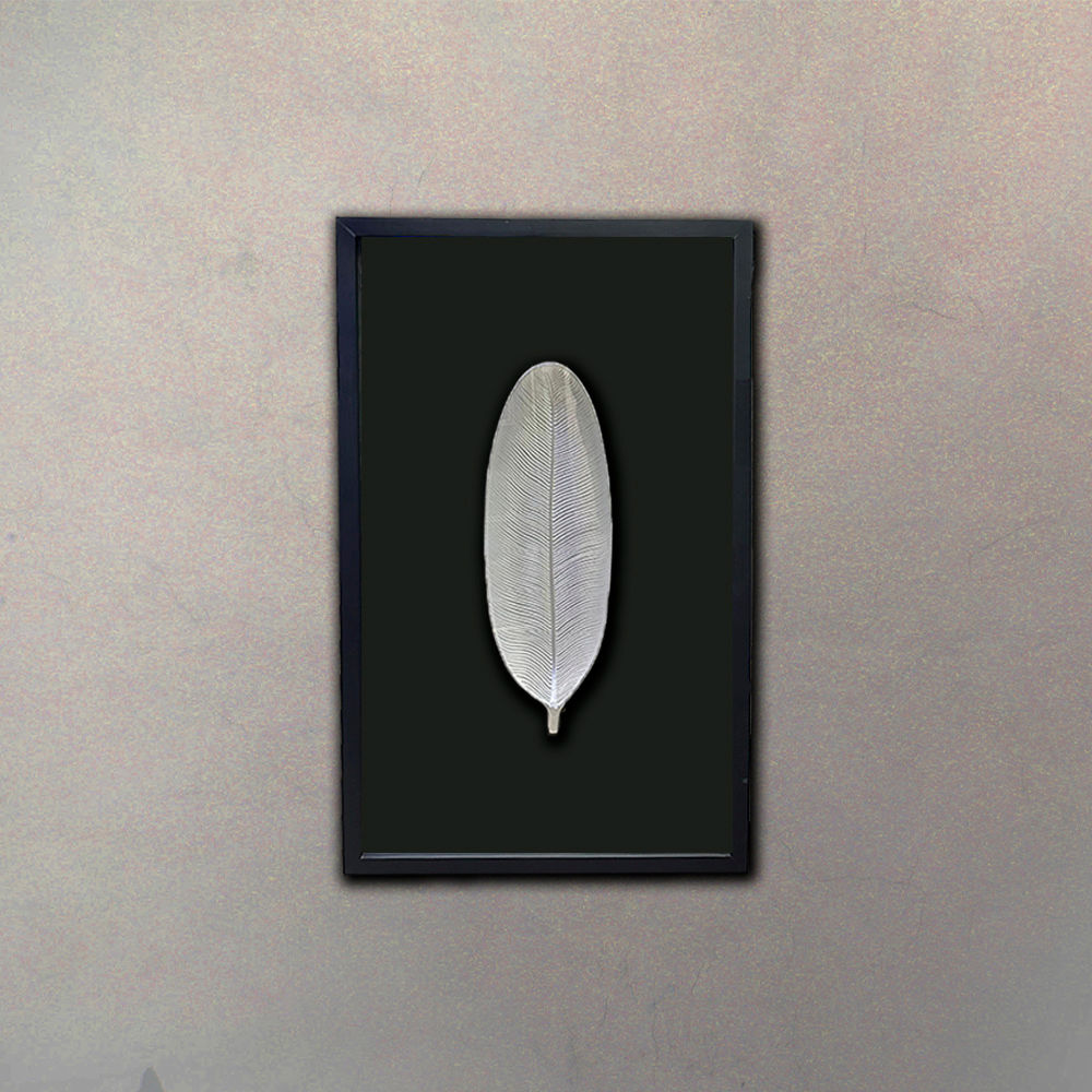 Cuadro Box Hoja Plateada 3D