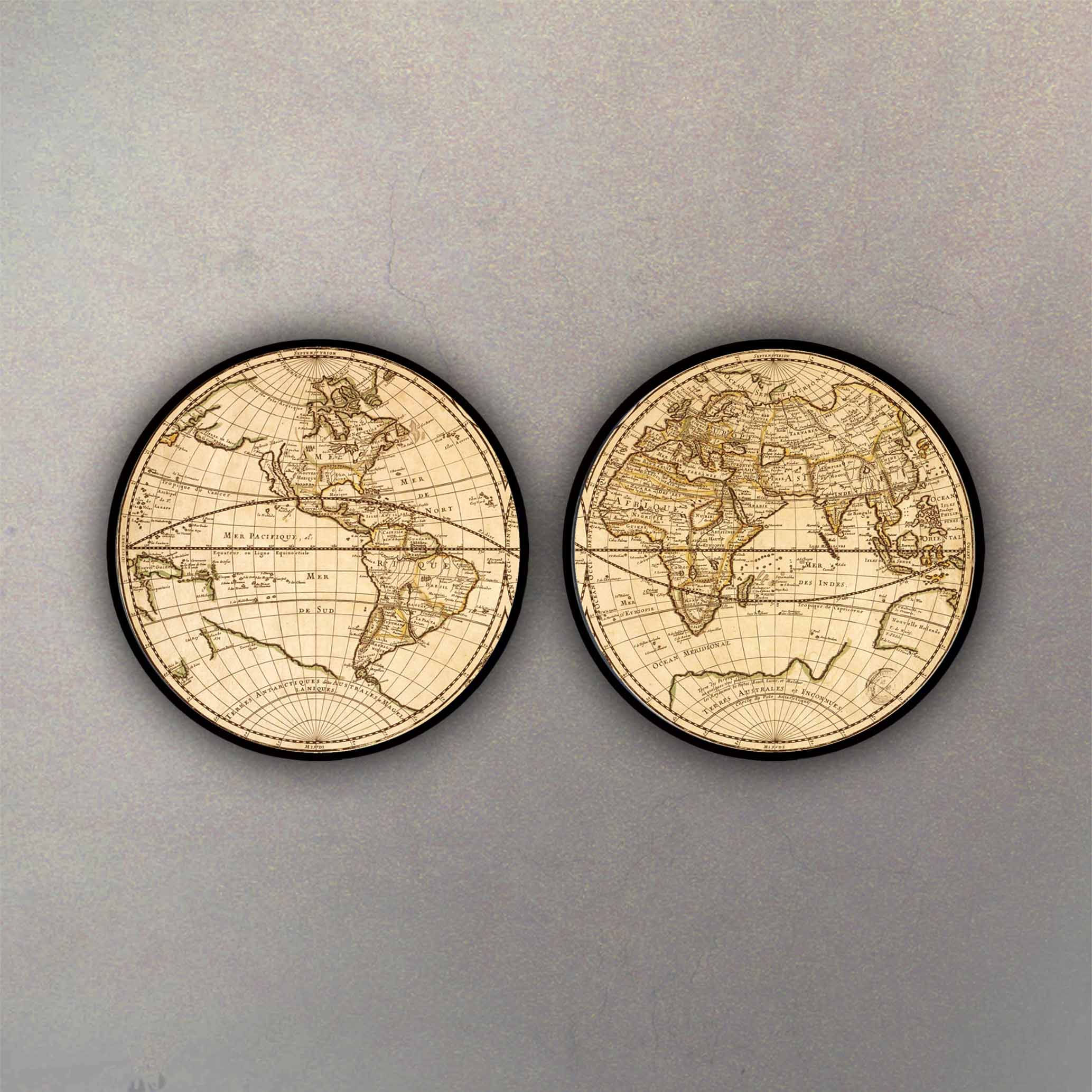Díptico Mapa Del Mundo Marcos Circulares