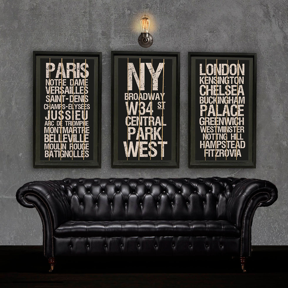 Miniatura: Set Carteles Tipografía Ciudades Madera (3 Cuadros)