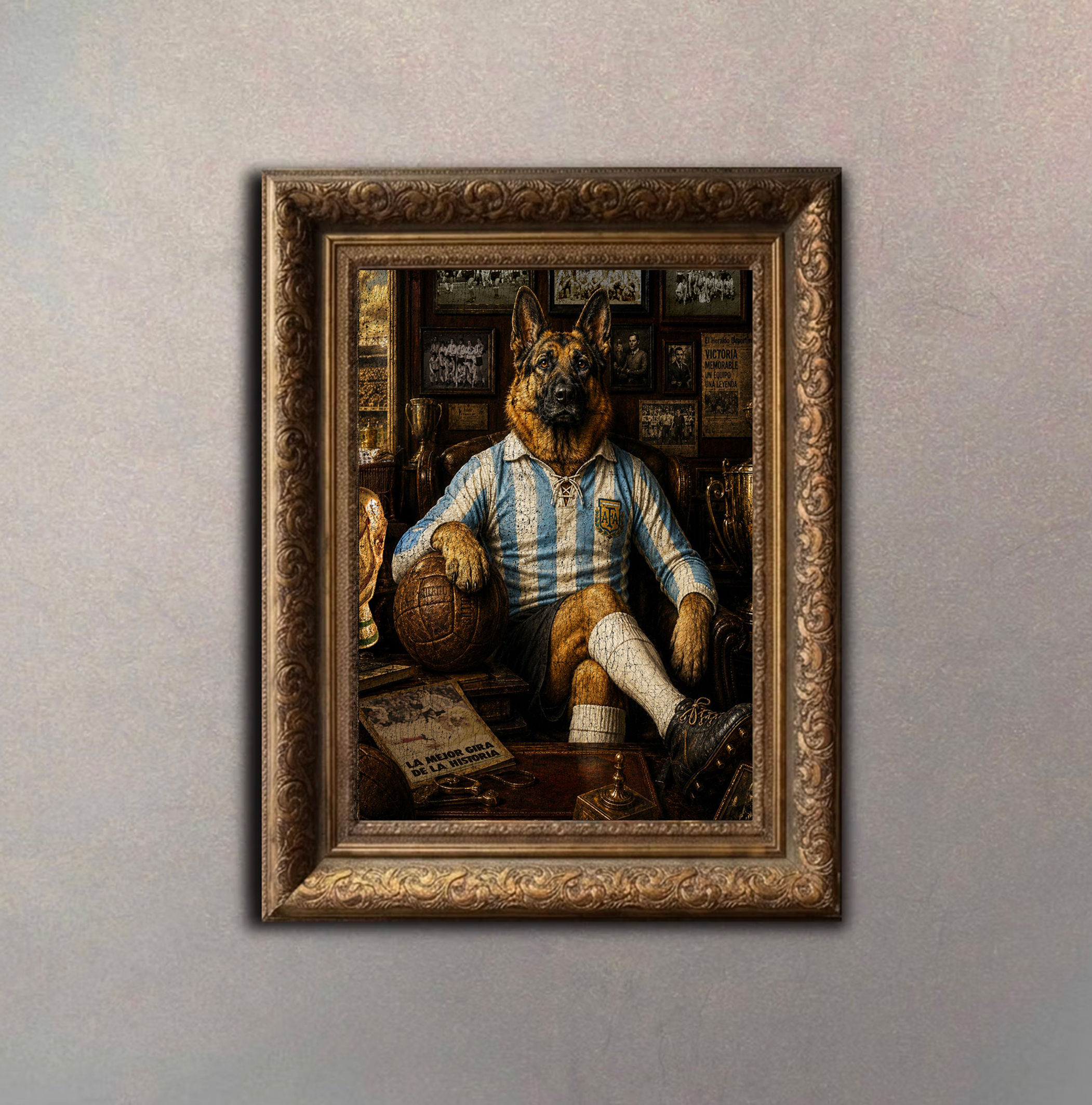 Retrato Perro Futbolista Premium