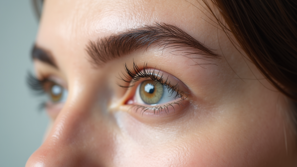 Close-up view of healthy eyebrow skin with no dandruff