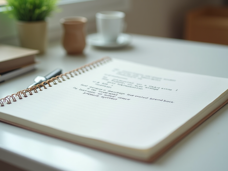 Eye-level view of a focused workspace with a notebook and pen highlighting key tasks
