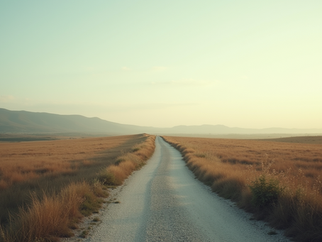 Eye-level view of a serene landscape with a winding path