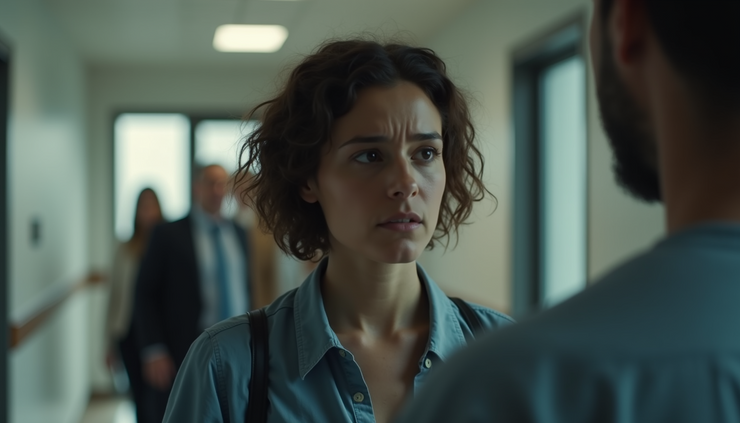 Eye-level view of a person turning away after being refused