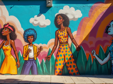 Eye-level view of a vibrant street mural celebrating individuality