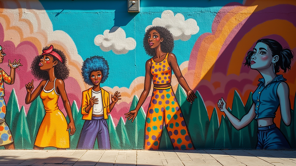 Eye-level view of a vibrant street mural celebrating individuality