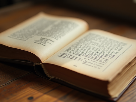 Eye-level view of a weathered book titled "Ethics and Character" resting on a wooden table