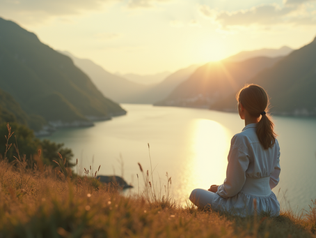 Eye-level view of a serene landscape with a calm lake and surrounding trees