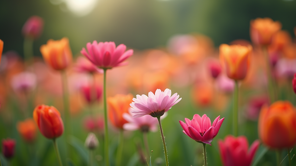 Close-up view of blooming flowers in a vibrant garden