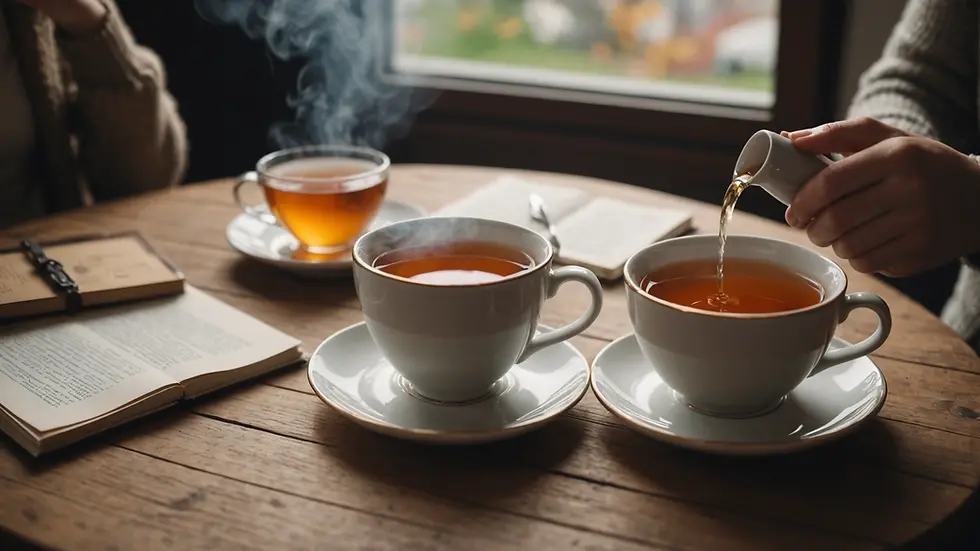 A cozy moment of self-care with a steaming cup of tea in hand