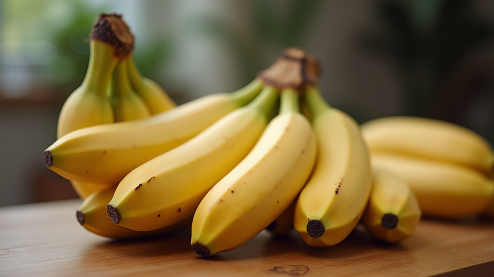 Close-up view of ripe bananas on a wooden table