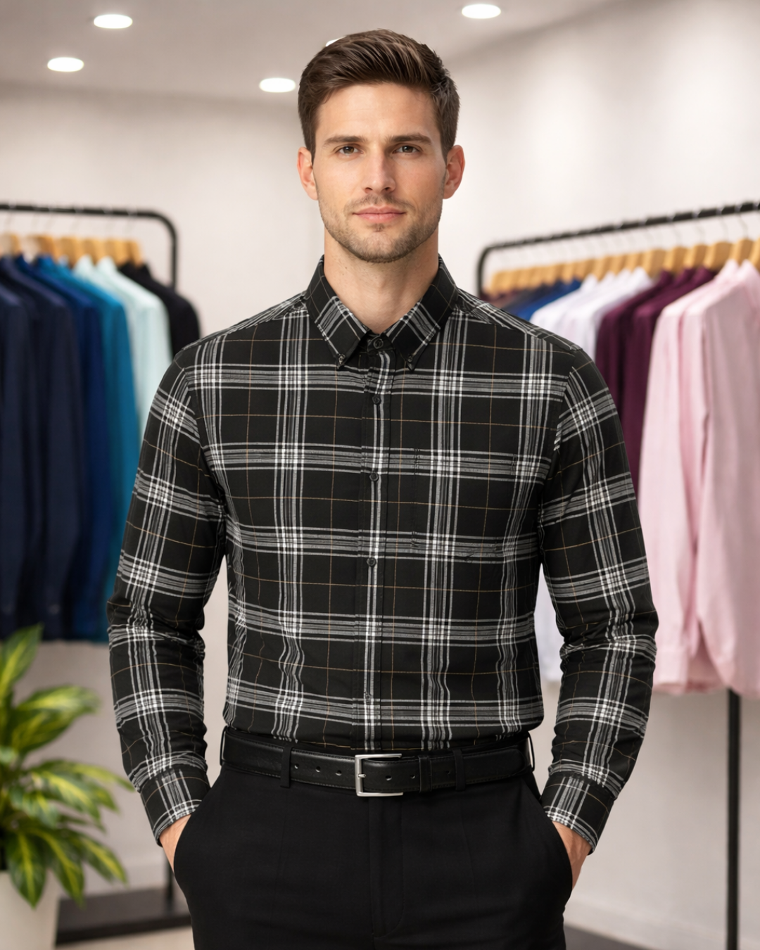 Black checkered shirt