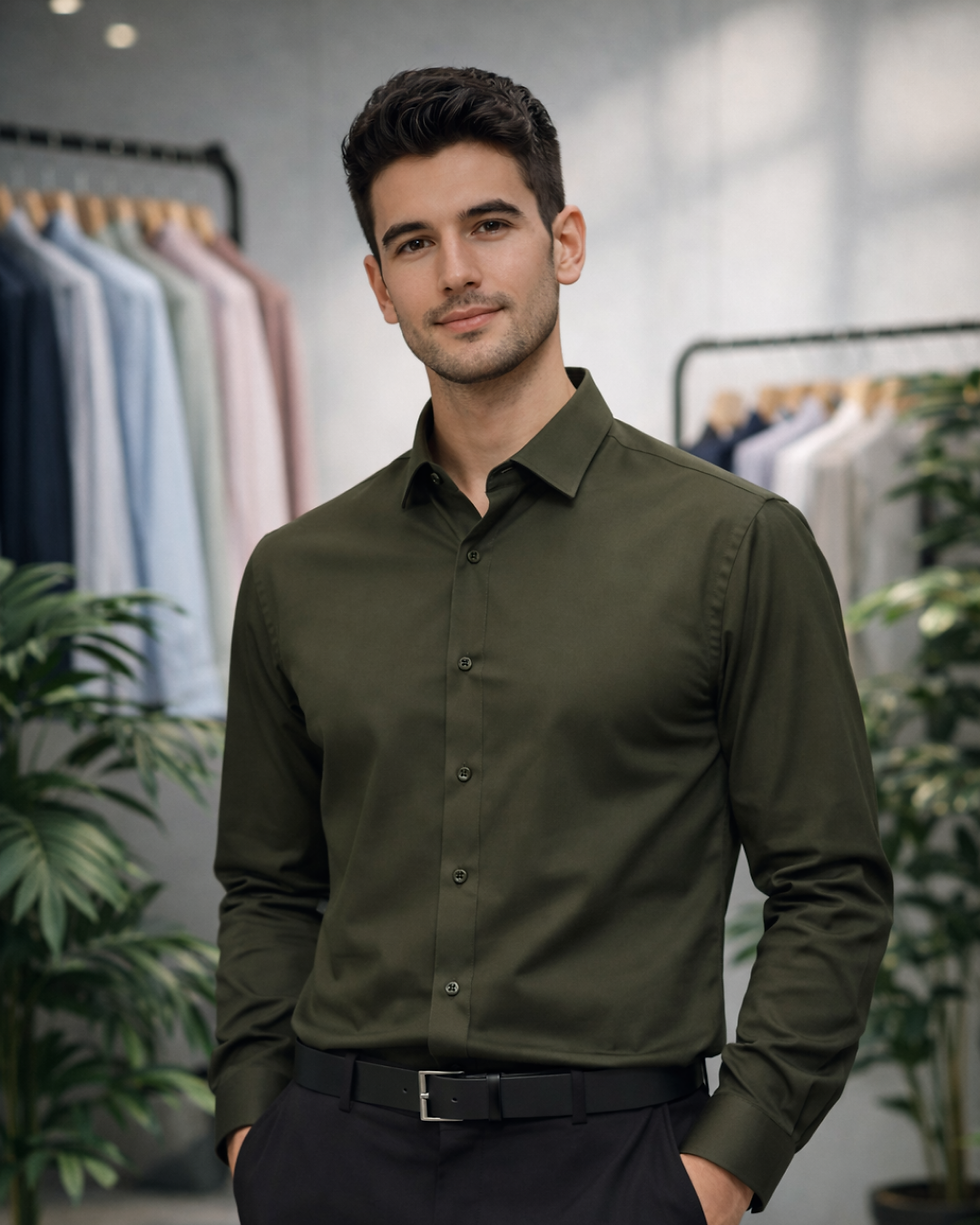 Thumbnail: Olive Crest Solid Shirt