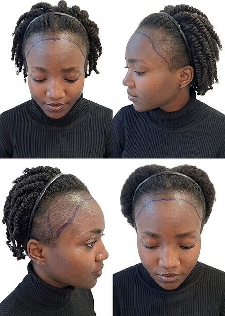 Afro woman unshaven hairline design