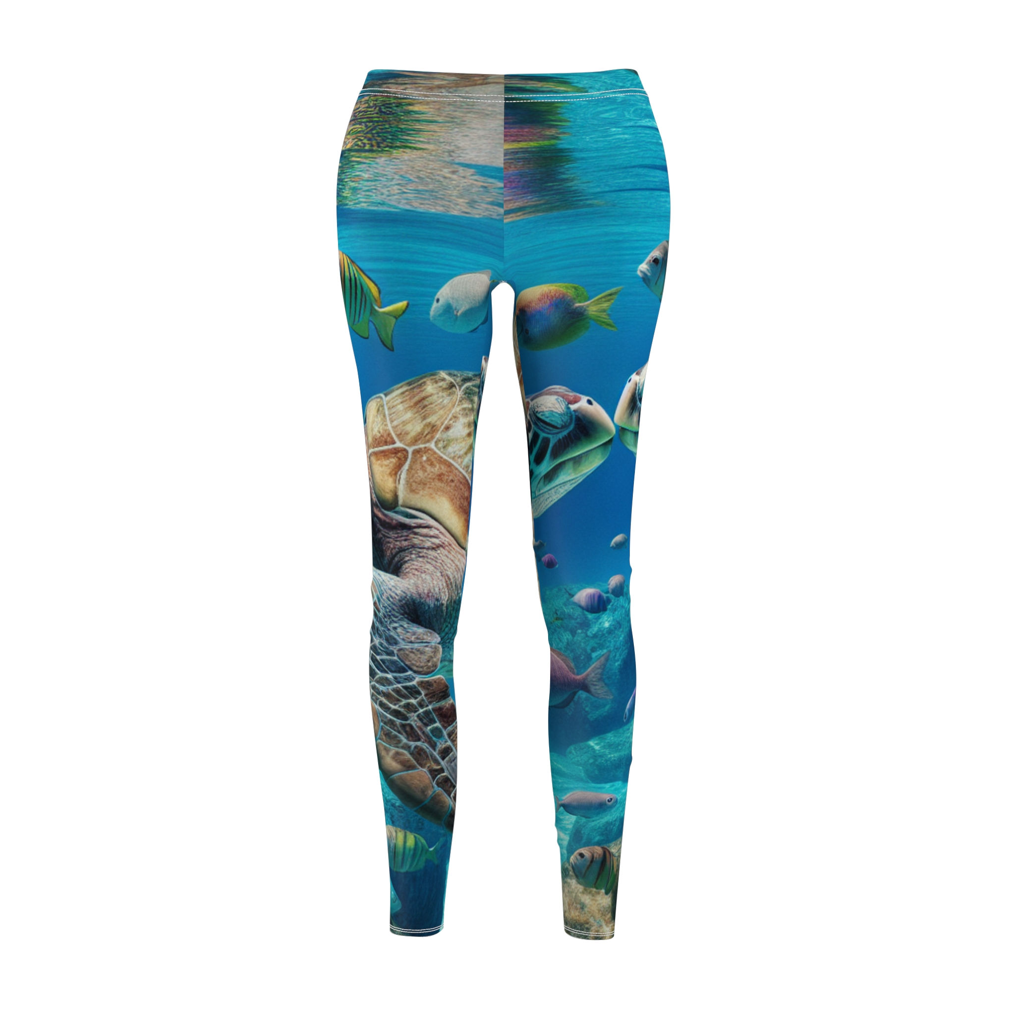 Sea Turtle & Tropical Fish Leggings — Women's Ocean Print Activewear