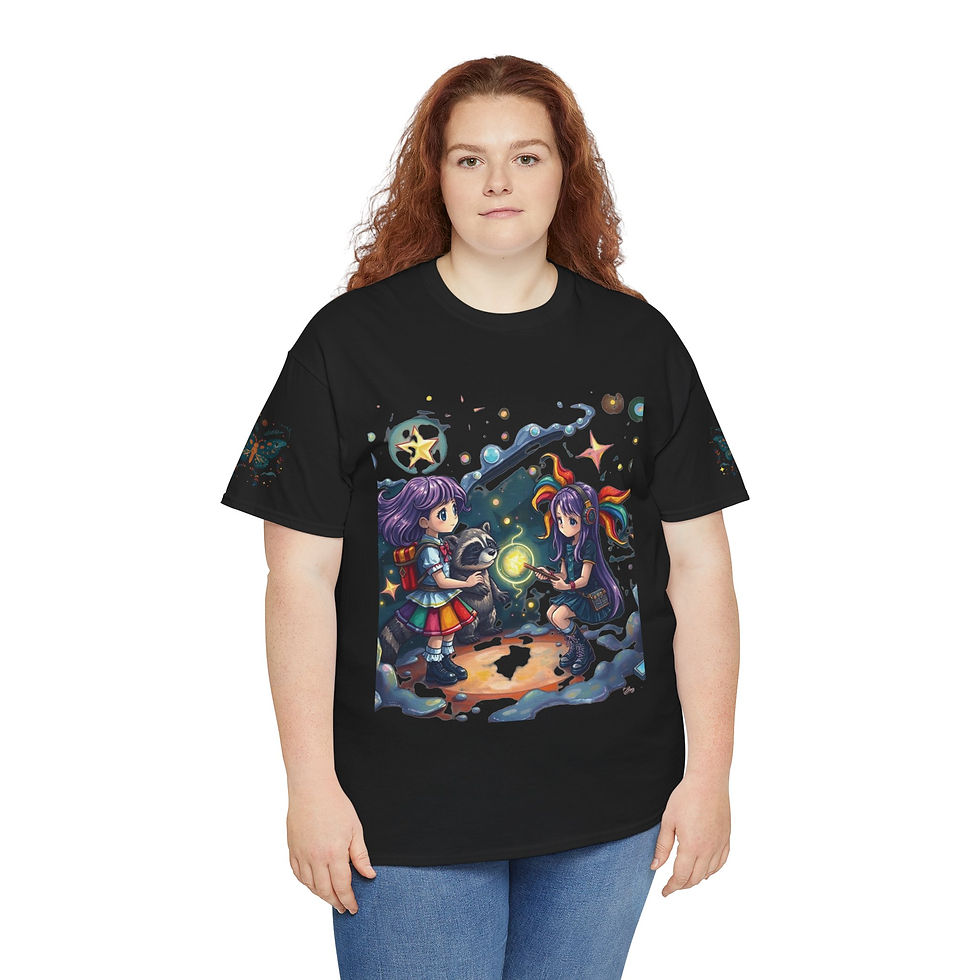 Thumbnail: Whimsical Animated Tee: Heavy Cotton Shirt, Graphic T for Friends, Casual Wear,