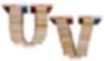 Stack of books forming letters U and V