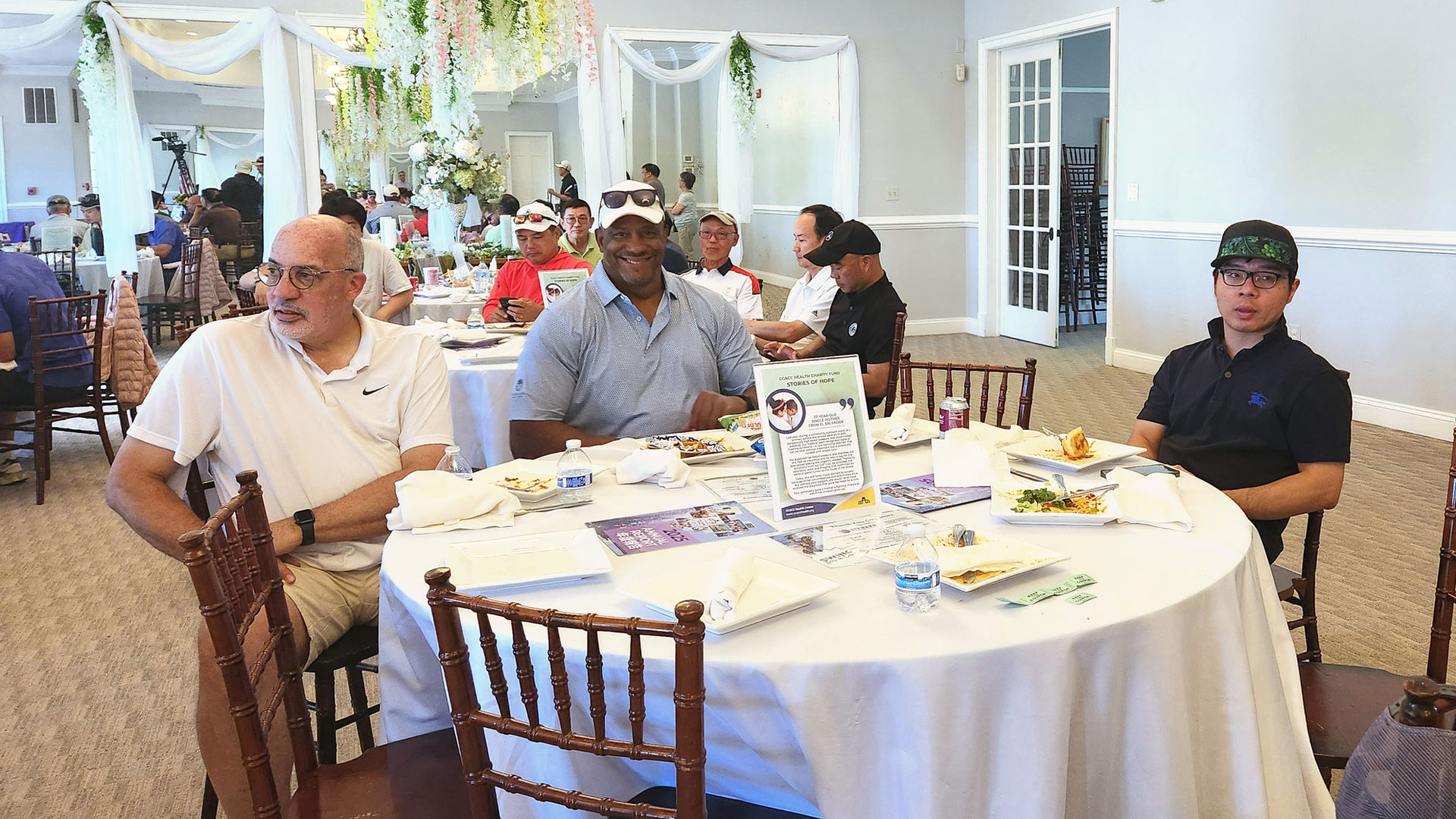 Golfers having lunch