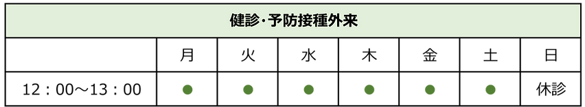 予防接種診療時間
