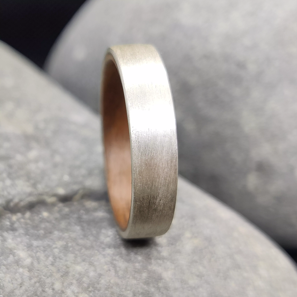 Thumbnail: European Walnut and Brushed Silver Ring