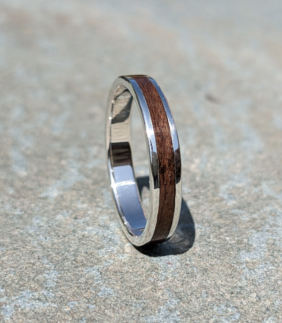 Thumbnail: Silver and Rosewood Inlay Ring