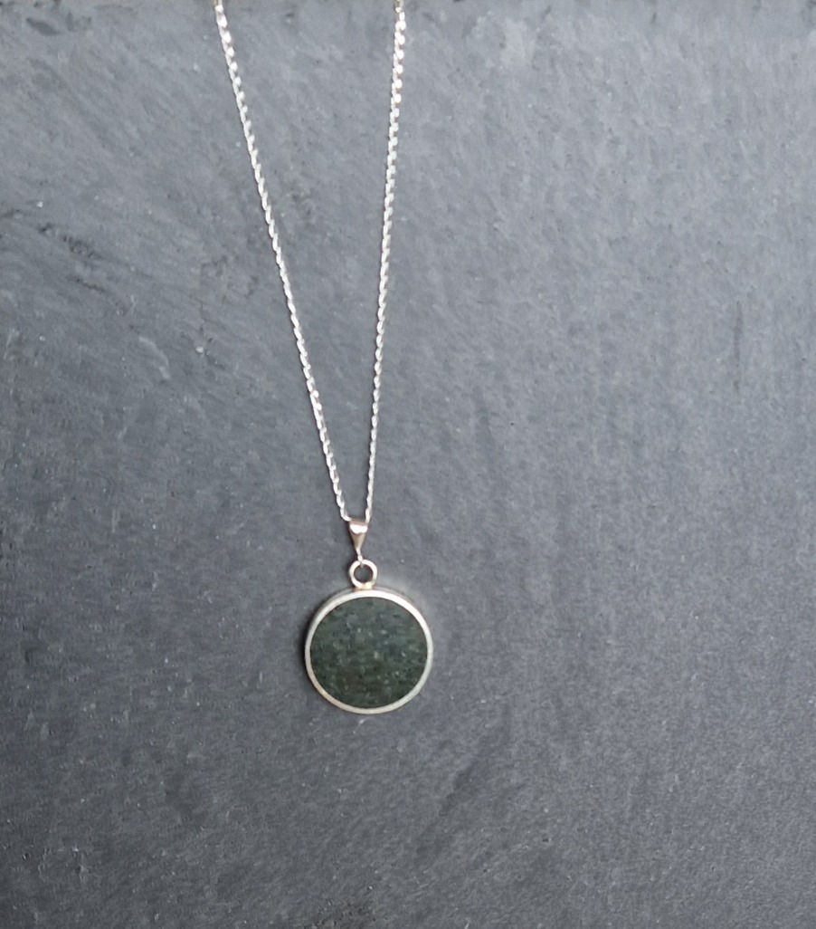 Thumbnail: Silver necklace with filled slate pendant