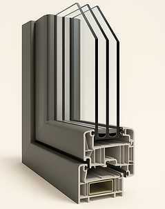 Finestra in PVC eco-sostenibile Zendow Premium con isolamento termico U=0,98 W/m²K e rivestimento in alluminio