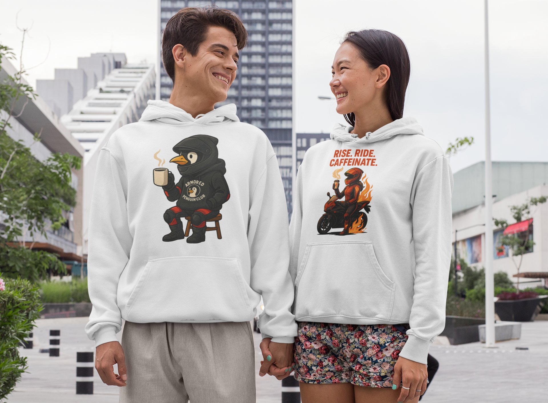 Couples Coffee Ice and Fire hoodies