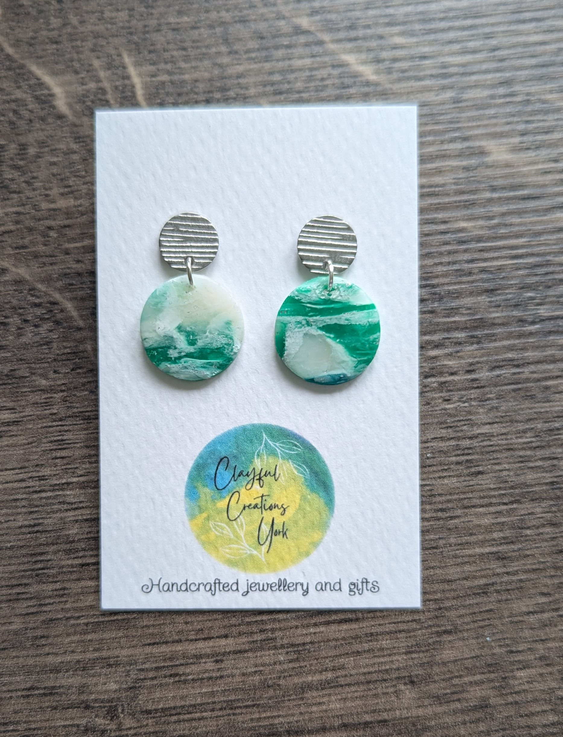 Solid green gem hoops