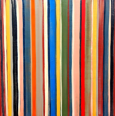 Harry MC striped painting — bands of luminous colour reflecting geometry, structure and emotion