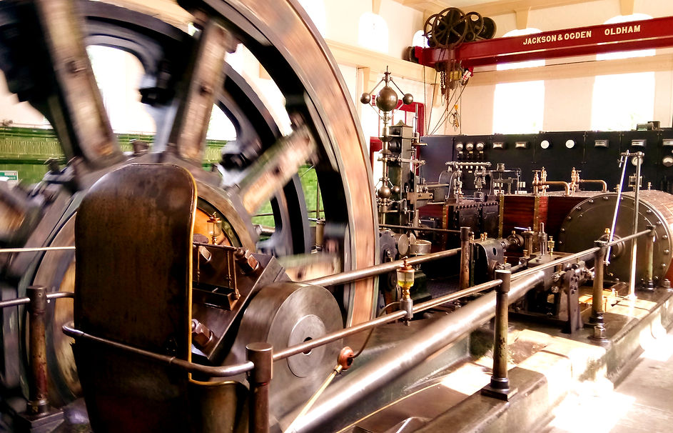 Plant room with a steam engine in a textile mill heritage centre