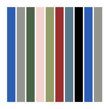 Large scale vibrant abstract painting by British artist Harry MC using Provençal colours in wide, separated vertical stripes inspired by local architecture and light