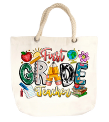 First Grade Teacher Canvas Tote Bag