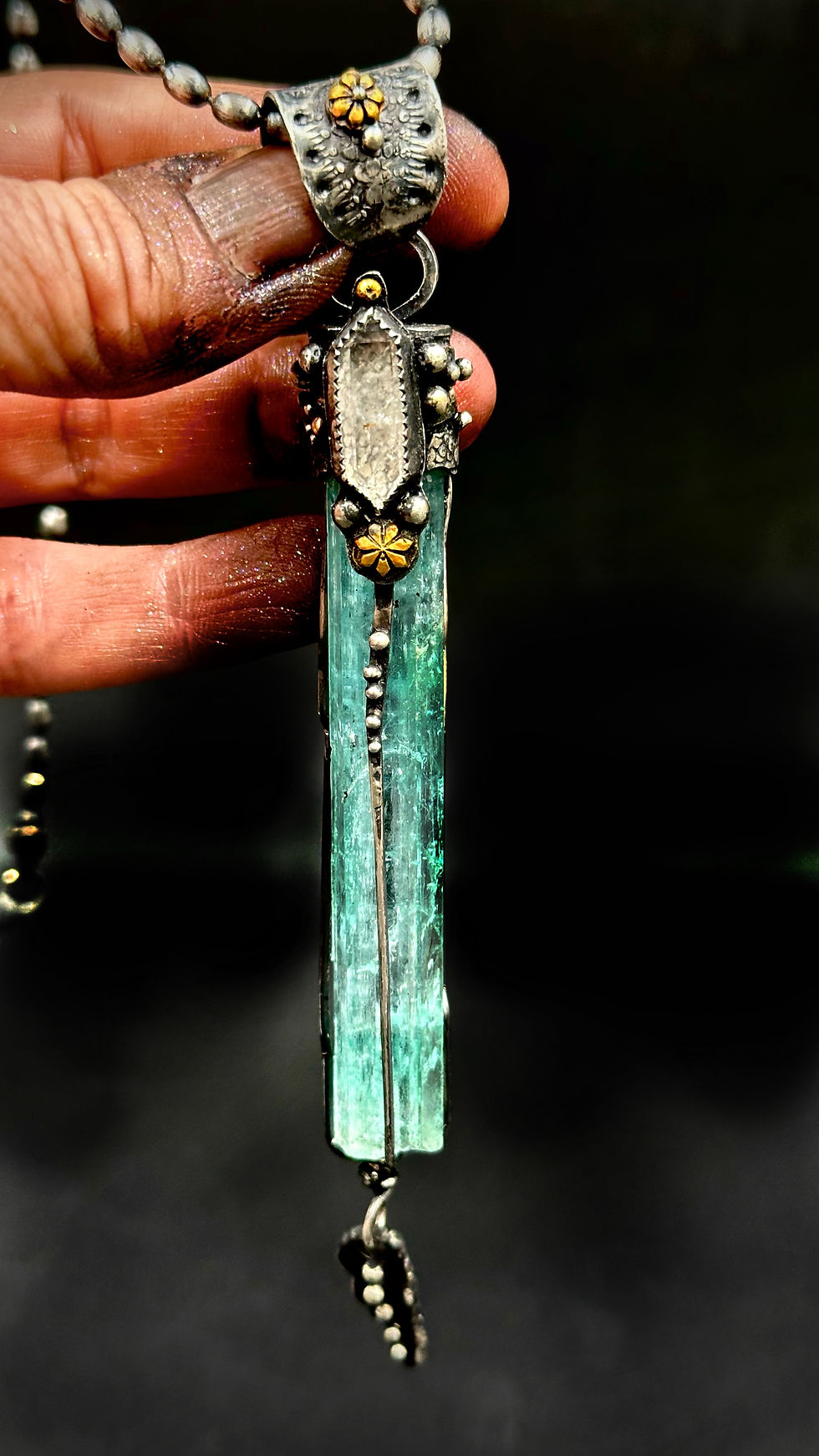 EMERALD VANDIUM BERYL CRYSTAL NECKLACE No. 13